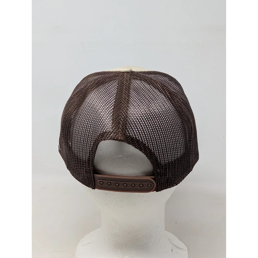 Blue Sage Services Trucker Hat Tan Brown Mesh Snapback Baseball Cap Logo Patch